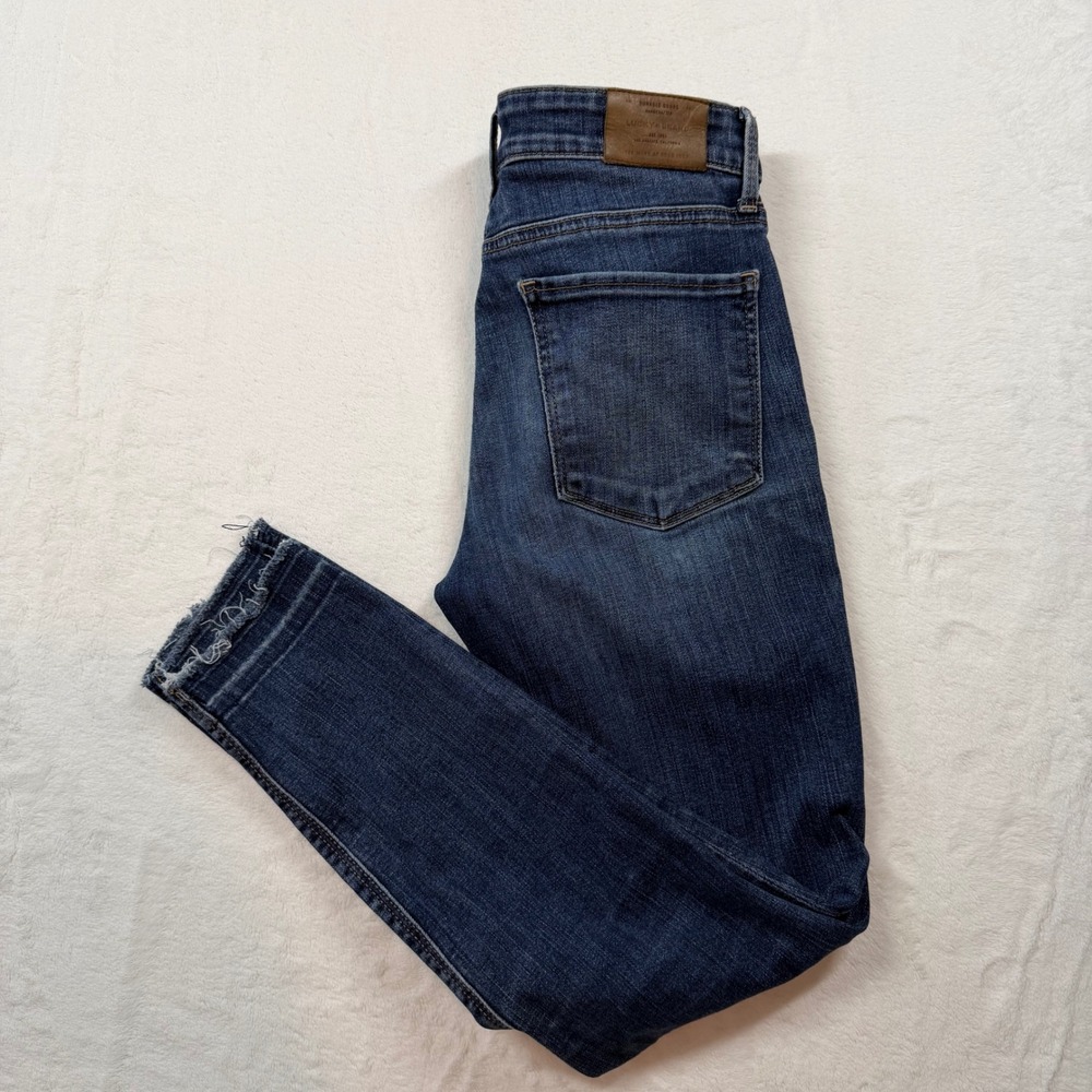 Lucky Brand‎ Ava Skinny Jeans Womens 2/26 Blue Good Raw Released Hem Mid Rise - Picture 2 of 12